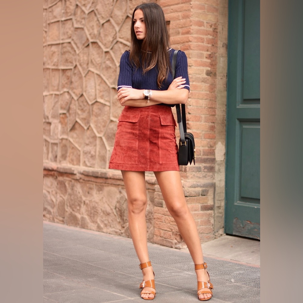 Rust Red Suede Skirt